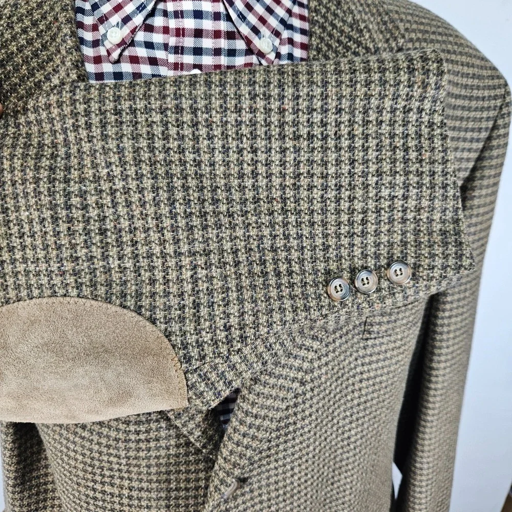 Stafford Men's Tweed Sport Coat Blazer‎ Three Button Brown Lambs Wool 48L